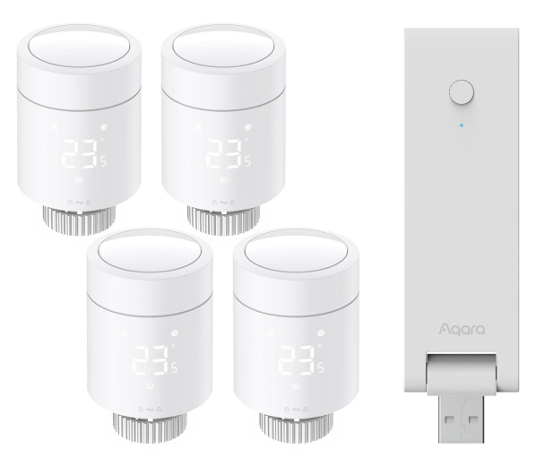 Aqara 4x Głowica termostatyczna W600+HUB E1 - 1501619 - zdjęcie